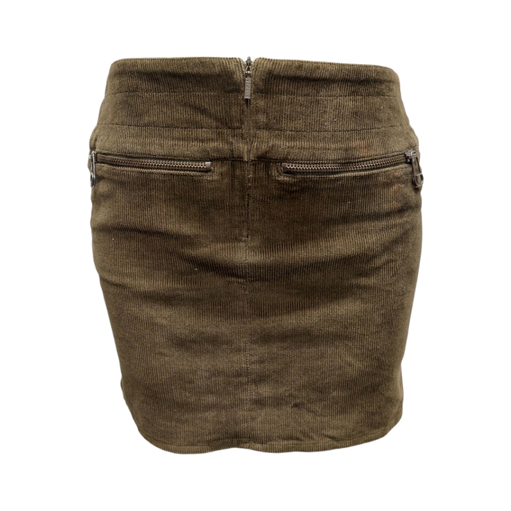 VTG Versus Versace olive Corduroy Mini Skirt Size 24/38 Made in Italy Y2K 90s